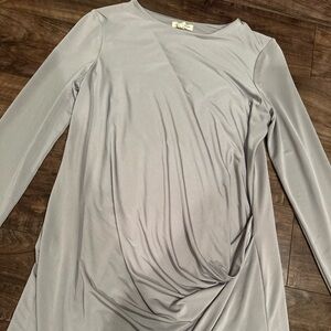 Silence + Noise Gray Asymmetrical Ruched Sheath Dress